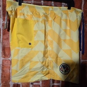 NIKE CLUB AMERICA FLOW GRAPHIC SHORTS MENS XXL DZ5649-706 Yellow/White